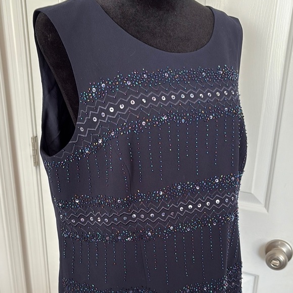 R&M Richards Dark Navy Embellished Evening Top - Picture 10 of 12
